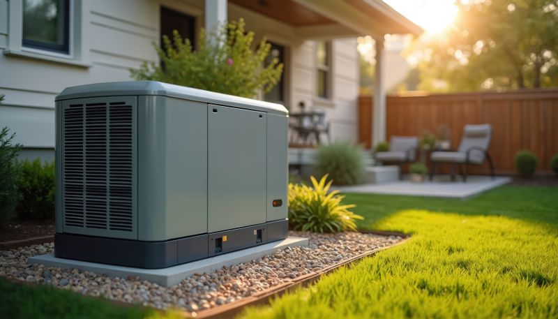 Residential Generator in a Backyard